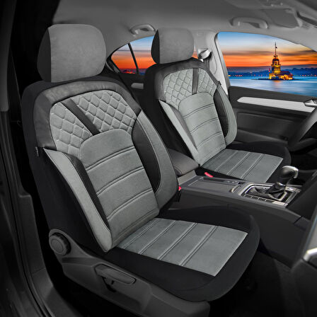 Oto Pandami K2 Serisi Hyundai Santa Fe CM 2006 - 2012 Uyumlu Tay Tüyü Koltuk Kılıfı, Gri