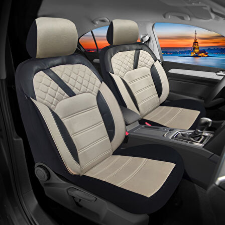 Oto Pandami K2 Serisi Dodge Caliber 2006 - 2011 Uyumlu Tay Tüyü Koltuk Kılıfı, Krem