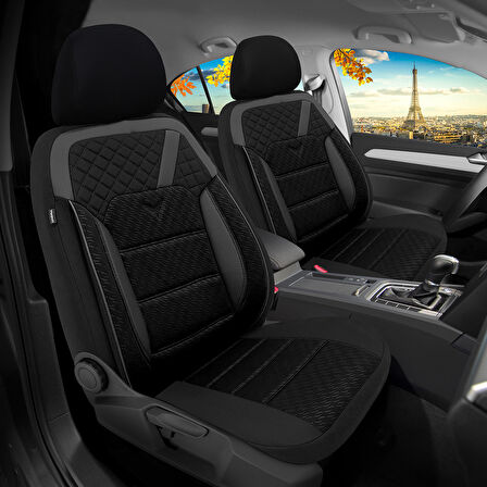 Pandami K1 Serisi Oto Koltuk Kılıfı 1+1 Set, Gofraj / Siyah Mercedes C-Klasse W204 2007-2015 ile Uyumlu