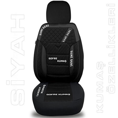 Pandami K1 Serisi Oto Koltuk Kılıfı 1+1 Set, Gofraj / Siyah Mercedes C-Klasse W204 2007-2015 ile Uyumlu