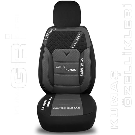 Pandami K1 Serisi Oto Koltuk Kılıfı 1+1 Set, Gofraj / Gri, Chevrolet Aveo 2011 ile Uyumlu