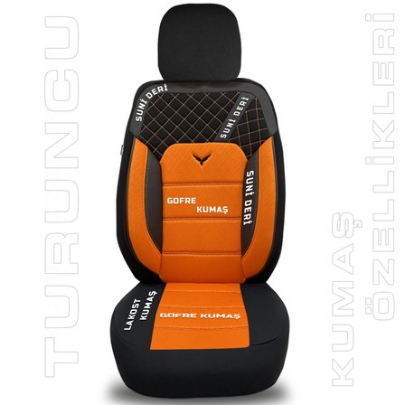 Pandami K1 Serisi Oto Koltuk Kılıfı 1+1 Set, Gofraj / Turuncu, Renault Kadjar 2015 ile Uyumlu