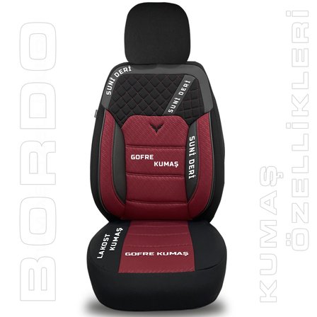Pandami K1 Serisi Oto Koltuk Kılıfı 1+1 Set, Gofraj / Bordo, Fiat Siena 2009 ile Uyumlu