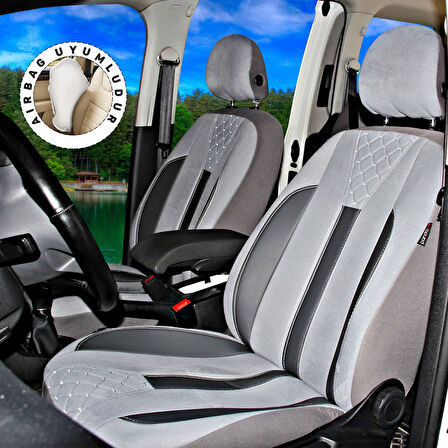 Fiat Doblo Panaroma 2012+ Uyumlu Gri Ticari Tay Tüyü Koltuk Kılıfı
