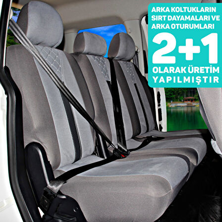 Fiat Doblo Panaroma 2012+ Uyumlu Gri Ticari Tay Tüyü Koltuk Kılıfı