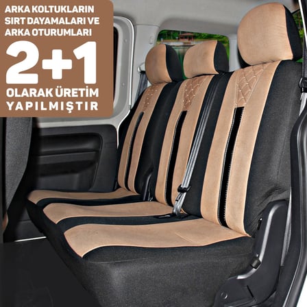 Peugeot Partner 2018+ Uyumlu Taba Ticari Tay Tüyü Koltuk Kılıfı