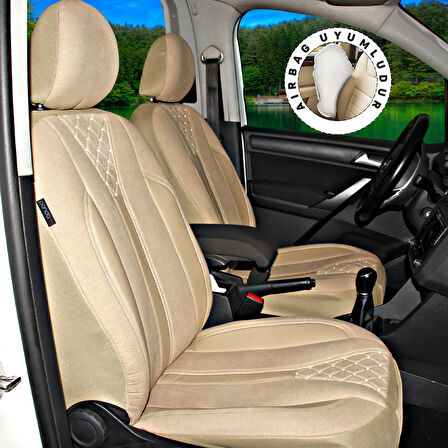 Ford Tourneo Courier 2014+ Uyumlu Krem Ticari Tay Tüyü Koltuk Kılıfı