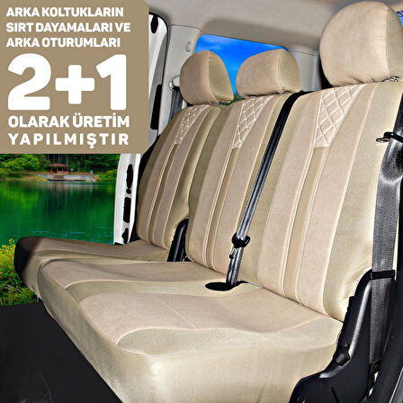 Ford Tourneo Courier 2014+ Uyumlu Krem Ticari Tay Tüyü Koltuk Kılıfı