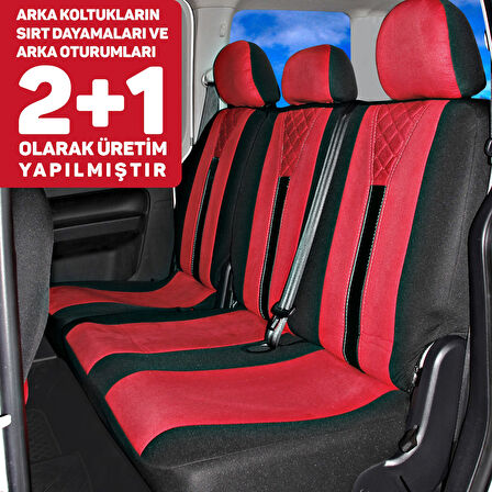 Volkswagen Caddy 2010-2015 Uyumlu Kırmızı Ticari Tay Tüyü Koltuk Kılıfı