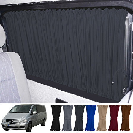 Mercedes Vito W639 5 Cam 2003-2014 Uyumlu Füme Raylı Oto Perde Takımı