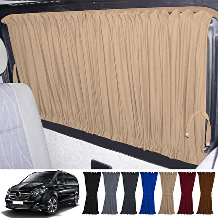 Mercedes Vito W447 5 Cam 2014+ Uyumlu Krem Raylı Oto Perde Takımı