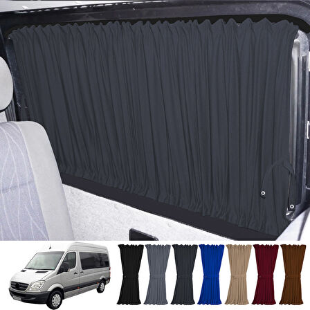Mercedes Sprinter W906 Uzun 2006-2018 Uyumlu Füme Raylı Oto Perde Takımı