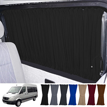Mercedes Sprinter W906 Orta 2006-2018 Uyumlu Siyah Raylı Oto Perde Takımı
