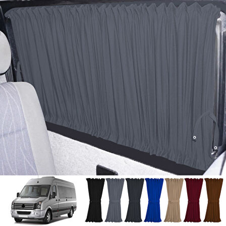 Volkswagen Crafter 1.nesil Orta Şase 2006-2016 Uyumlu Gri Raylı Oto Perde Takımı