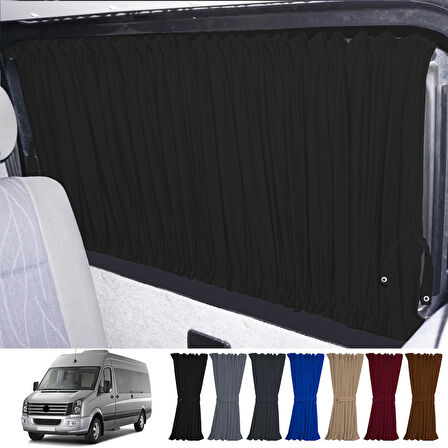 Volkswagen Crafter 1.nesil Orta Şase 2006-2016 Uyumlu Siyah Raylı Oto Perde Takımı
