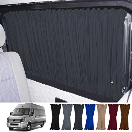 Volkswagen Crafter 1.nesil Uzun Şase 2006-2016 Uyumlu Füme Raylı Oto Perde Takımı
