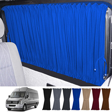 Volkswagen Crafter 1.nesil Uzun Şase 2006-2016 Uyumlu Mavi Raylı Oto Perde Takımı