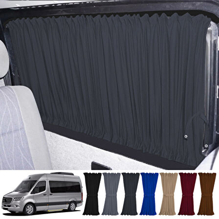 Mercedes Sprinter W907 Orta 2018+ Uyumlu Füme Raylı Oto Perde Takımı