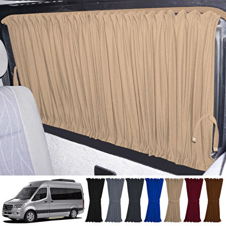 Mercedes Sprinter W907 Uzun 2018+ Uyumlu Krem Raylı Oto Perde Takımı