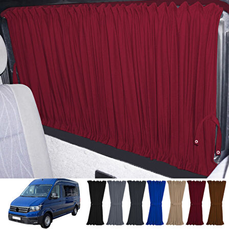 Volkswagen Crafter 2. Nesil Orta Şase 2018+ Uyumlu Bordo Raylı Oto Perde Takımı
