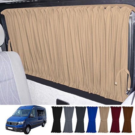 Volkswagen Crafter 2.nesil Uzun Şase 2018+ Uyumlu Krem Raylı Oto Perde Takımı