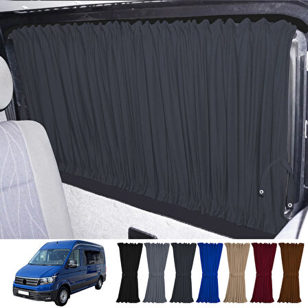 Volkswagen Crafter 2.nesil Uzun Şase 2018+ Uyumlu Füme Raylı Oto Perde Takımı