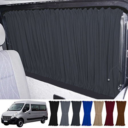 Renault Master 3. Nesil Uzun Şase 2010+ Uyumlu Füme Raylı Oto Perde Takımı