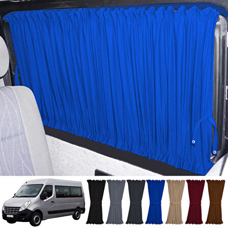 Renault Master 3. Nesil Uzun Şase 2010+ Uyumlu Mavi Raylı Oto Perde Takımı