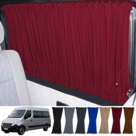 Renault Master 3. Nesil Uzun Şase 2010+ Uyumlu Bordo Raylı Oto Perde Takımı