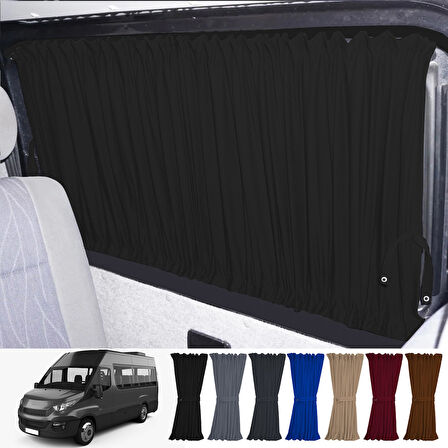Iveco Daily 4/5 Nesil Uzun Şase 2006-2014 Uyumlu Siyah Raylı Oto Perde Takımı