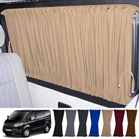 Ford Custom Kısa Şase 2012+ Uyumlu Krem Raylı Oto Perde Takımı