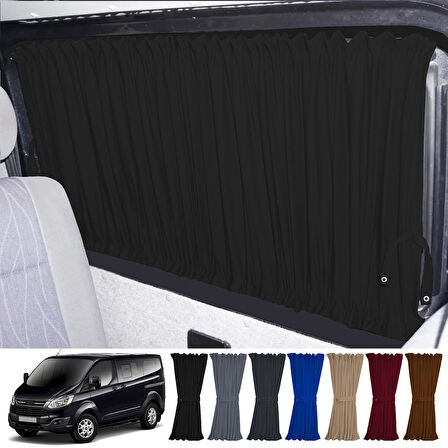 Ford Custom Kısa Şase 2012+ Uyumlu Siyah Raylı Oto Perde Takımı