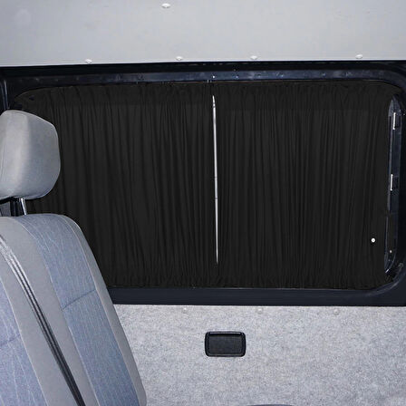 Ford Custom Kısa Şase 2012+ Uyumlu Siyah Raylı Oto Perde Takımı