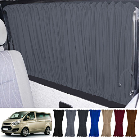 Ford Custom Uzun Şase 2012+ Uyumlu Gri Raylı Oto Perde Takımı