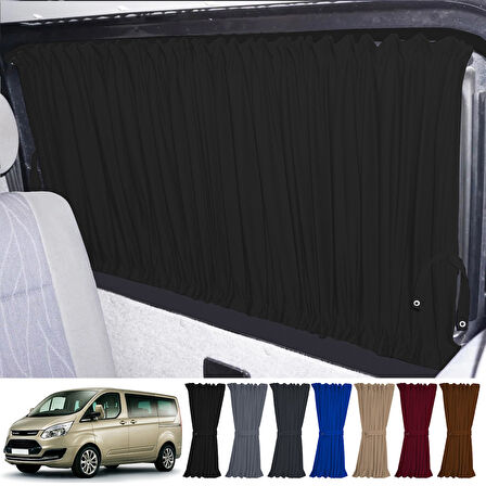 Ford Custom Uzun Şase 2012+ Uyumlu Siyah Raylı Oto Perde Takımı