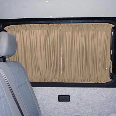 Volkswagen T4 - Transporter / Caravelle Kısa Şase 1990–2003 Uyumlu Krem Raylı Oto Perde Takımı