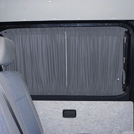 Volkswagen T4 - Transporter / Caravelle Kısa Şase 1990–2003 Uyumlu Gri Raylı Oto Perde Takımı