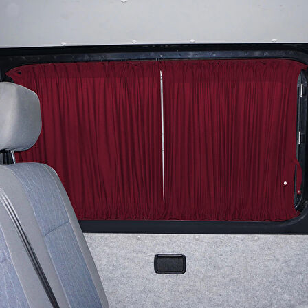 Volkswagen T4 - Transporter / Caravelle Kısa Şase 1990–2003 Uyumlu Bordo Raylı Oto Perde Takımı