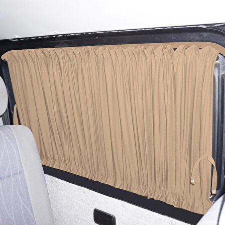 Volkswagen T4 - Transporter / Caravelle Uzun Şase 1990-2003 Uyumlu Krem Raylı Oto Perde Takımı