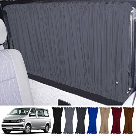 Volkswagen Transporter T5/T6/T7 Uzun Şase 2003-2022 Uyumlu Gri Raylı Oto Perde Takımı