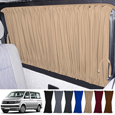 Volkswagen Transporter Caravelle T5/T6/T7 Kısa Şase 2003-2022 Uyumlu Krem Raylı Oto Perde Takımı