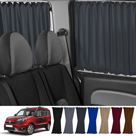 Fiat Doblo Iı Kısa Şase 2010-2023 Uyumlu Füme Raylı Oto Perde Takımı