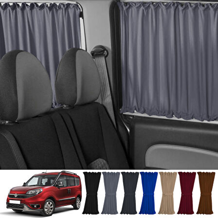 Fiat Doblo Iı Kısa Şase 2010-2023 Uyumlu Gri Raylı Oto Perde Takımı