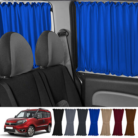 Fiat Doblo Iı Kısa Şase 2010-2023 Uyumlu Mavi Raylı Oto Perde Takımı