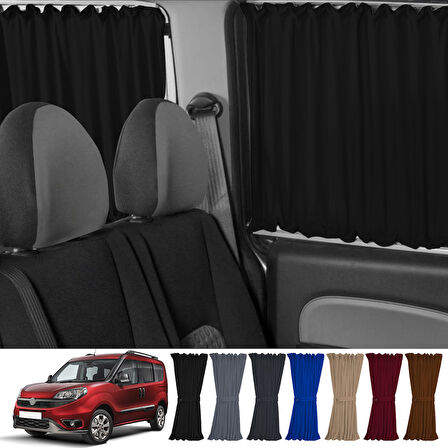 Fiat Doblo Iı Kısa Şase 2010-2023 Uyumlu Siyah Raylı Oto Perde Takımı