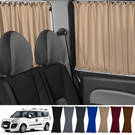 Fiat Doblo Iı Uzun Şase 2010-2023 Uyumlu Krem Raylı Oto Perde Takımı