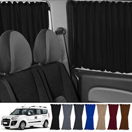 Fiat Doblo Iı Uzun Şase 2010-2023 Uyumlu Siyah Raylı Oto Perde Takımı