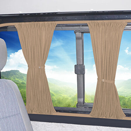 Fiat Doblo I 2000-2010 Uyumlu Krem Raylı Oto Perde Takımı