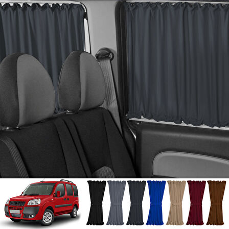 Fiat Doblo I 2000-2010 Uyumlu Füme Raylı Oto Perde Takımı