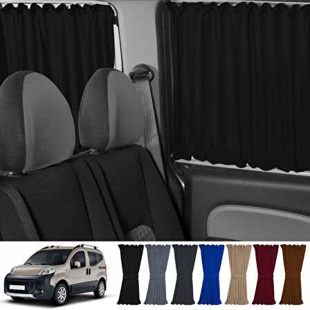 Fiat Fiorino 2007+ Uyumlu Siyah Raylı Oto Perde Takımı